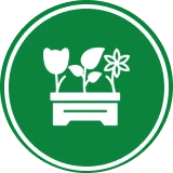 Flower box icon on green circle
