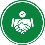 Green circle handshake symbol